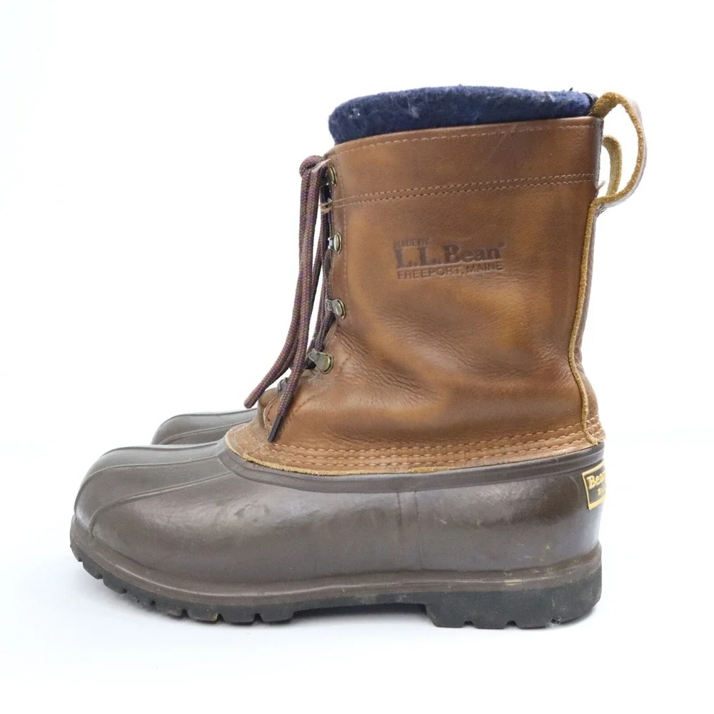 Vintage LL Bean Men's‎ Brown Leather Waterproof Insulated Duck Boots Size 8